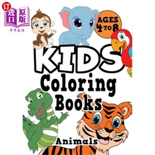 ANIMALS. act Coloring Fun Ages 8岁儿童涂色书 animal easy 动物 cool coloring Books 海外直订Kids 有趣 cute