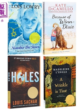 纽伯瑞获奖文学4册 英文原版 Holes洞 Number the stars数星星 A Wrinkle In Time时间的皱纹 DiCamillo傻狗温迪克 初中生推?