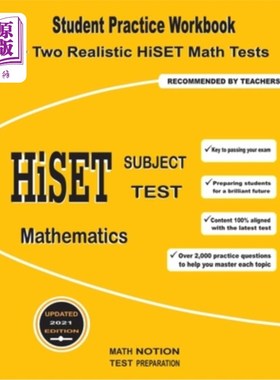 海外直订HiSET Subject Test Mathematics: Student Practice Workbook + Two Realistic HiSET  海西特科目考试数学：学生练