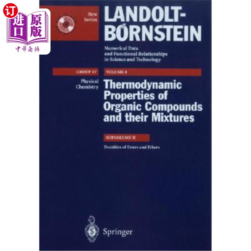 海外直订Densities of Esters and Ethers [With CDROM] 酯和醚的密度[带CDROM]