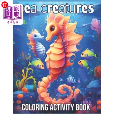 海外直订Sea Creatures Coloring Book: Ocean Animals, Coloring-activity book, dot to dot,  海洋生物填色书：海洋动物，
