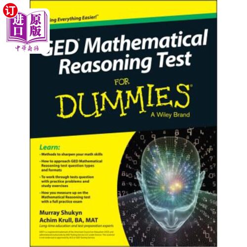 海外直订GED Mathematical Reasoning Test for Dummies 假人的GED数学推理测试