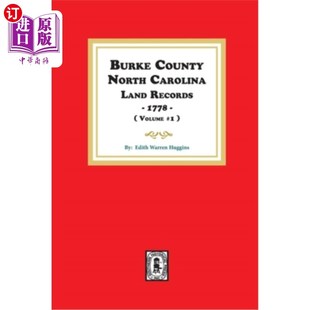 海外直订Burke County 1778年 Land 北卡罗莱纳州土地记录 1778. Carolina 伯克县 North Records Volume 第1卷