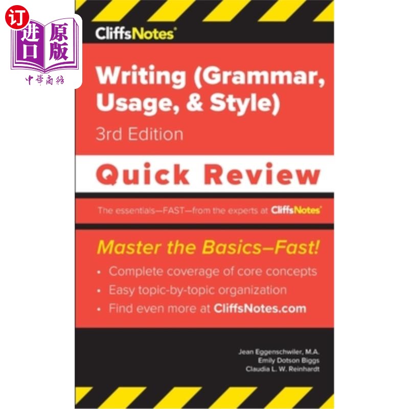 海外直订CliffsNotes Writing (Grammar, Usage, and Style): Quick Review CliffsNotes写作(语法，用法和风格):快速回顾