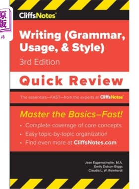 海外直订CliffsNotes Writing (Grammar, Usage, and Style): Quick Review CliffsNotes写作(语法，用法和风格):快速回顾