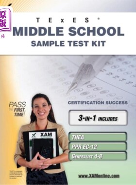 海外直订TExES Middle School Sample Test Kit: Thea, Ppr Ec-12, Generalist 4-8 Teacher Cer Texes中学样本测