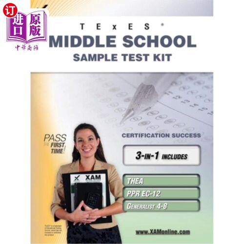 海外直订TExES Middle School Sample Test Kit: Thea, Ppr Ec-12, Generalist 4-8 Teacher Cer Texes中学样本测