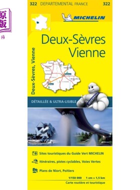 海外直订Deux-Sevres, Vienne - Michelin Local Map 322 维也纳，Deux-Sevres -米其林本地地图322