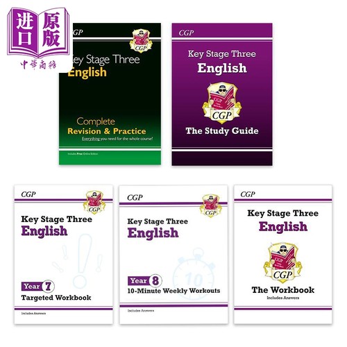英国原版CGP教辅 New KS3 Year7-9 英语练习册/10分钟测试/复习指南/练习册 英文原版English Targeted Workbook【中商原版】