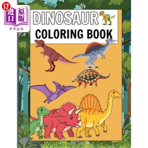 海外直订The Dinosaur Coloring Book 恐龙涂色书