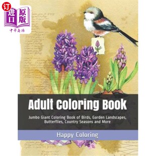 Butt 包 Jumbo Birds Garden Book Giant 成人彩绘书：大型彩绘书 海外直订Adult Landscapes Coloring