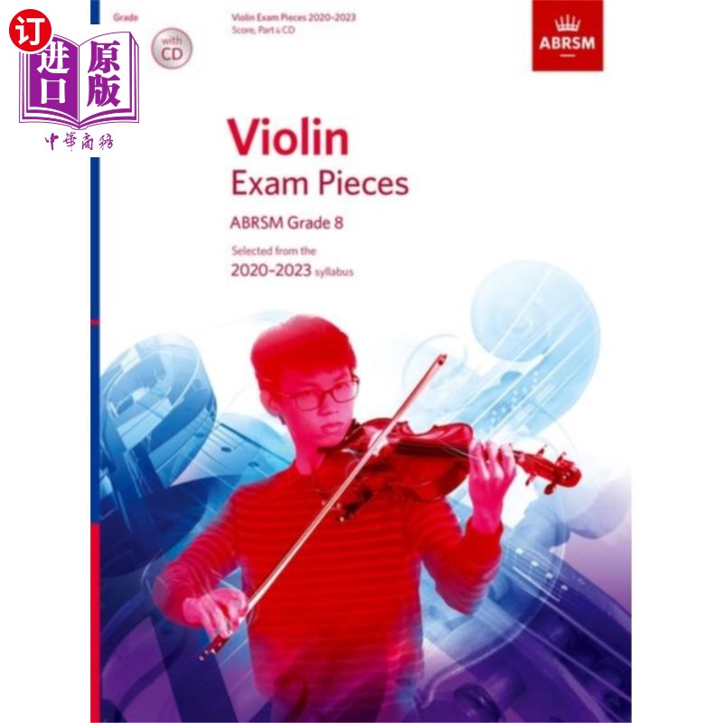 海外直订Violin Exam Pieces 2020-2023, ABRSM Grade 8, Sco... 小提琴考试作品2020-2023,ABRSM 8级,分数,部分和CD