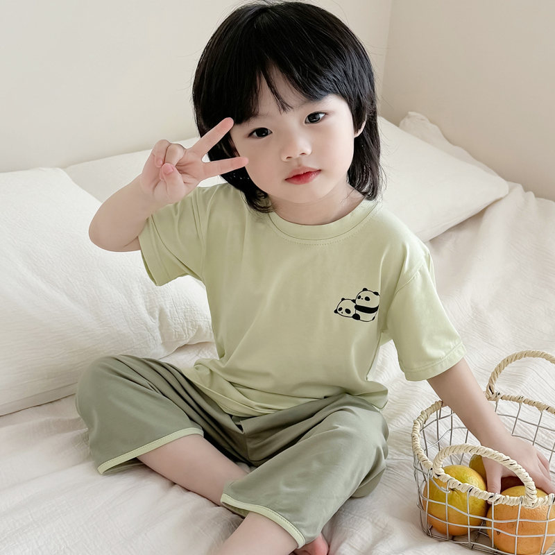 纯棉休闲亲肤春夏宝宝家居服套装图片