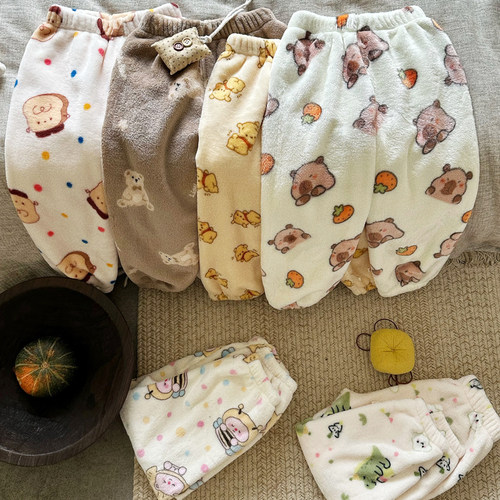 亲子卡通法兰绒家居裤亲肤保暖