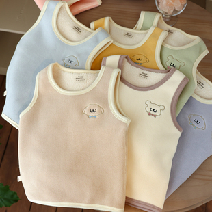 儿童保暖背心秋冬加绒男女童奥粒绒内穿马甲宝宝加厚打底护肚上衣