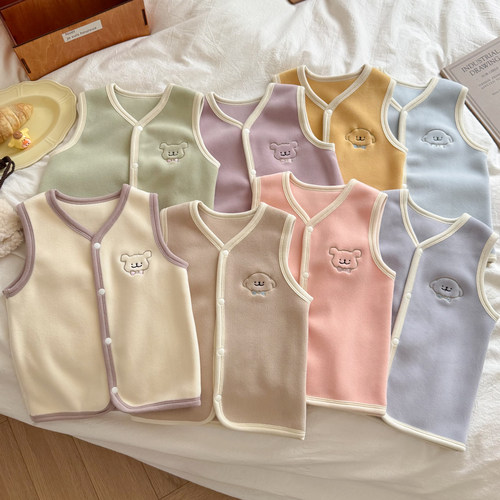 儿童马甲秋冬双面奥粒绒开衫背心