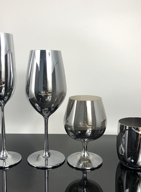 酒吧专属VIP酒杯私人订制杯具高档酒杯贵宾酒具电镀杯烟灰色酒杯