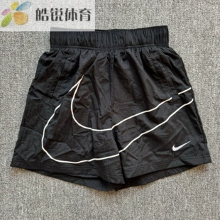 Nike耐克女子大logo透气速干运动休闲宽松梭织五分短裤HM4633-010