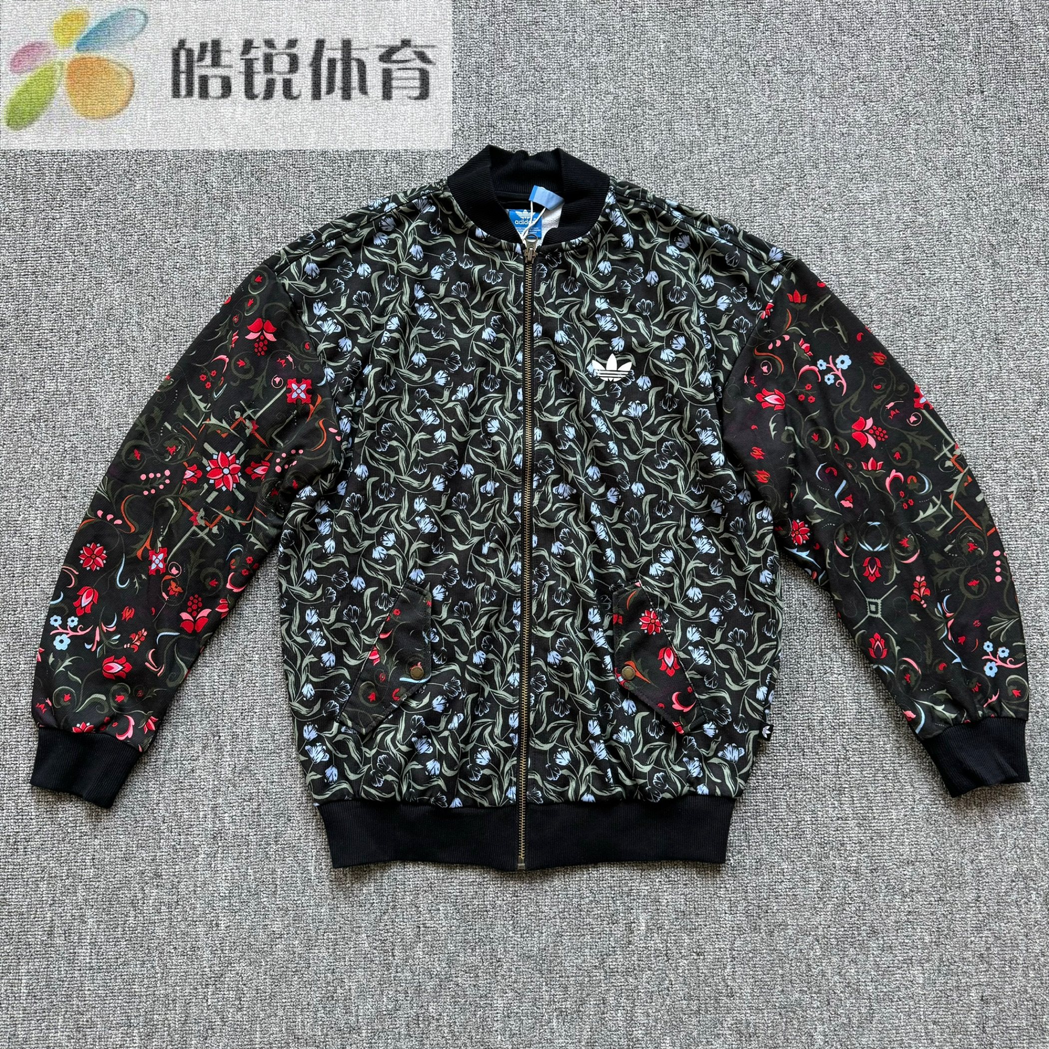Adidas阿迪达斯三叶草女子潮流运动休闲棒球印花夹克外套AB2726