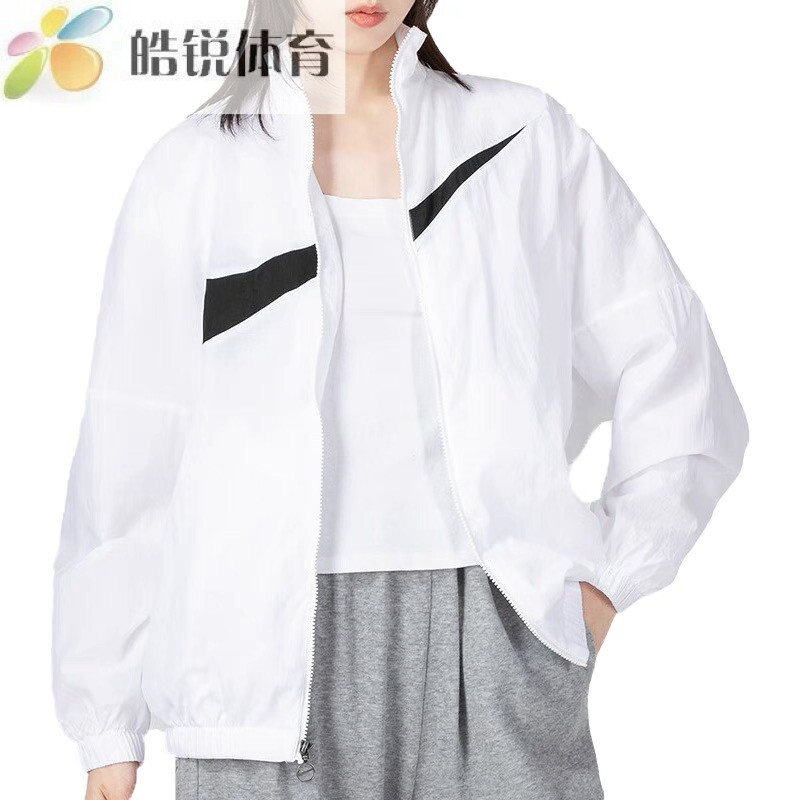 Nike耐克女子大logo速干透气立领运动休闲宽松夹克外套DX5865-100
