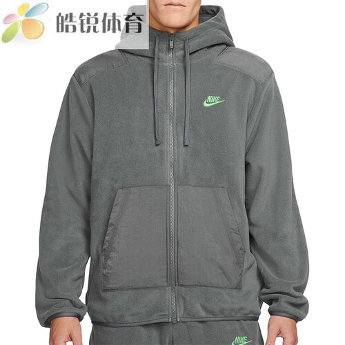 Nike耐克男子刺绣标连帽加绒保暖拼接休闲夹克外套 DD4883-068