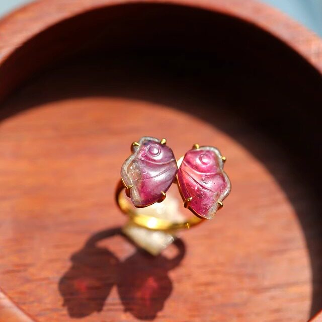 陶乐溪艺术珠宝 18K金双色碧玺蝴蝶 戒指 【指上蝶】