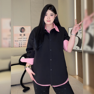 女装 冬季 新款 衬衫 W1438大码 胖MM气质假两件 上衣 韩女美学