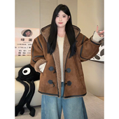 许妍 许我耀眼 3.0升级大码 版 胖MM牛角扣加绒加厚外套A0128