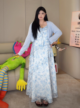 ◆拂仙雾纱◆高个子私服 夏度假风碎花吊带裙轻薄开衫两件套A0144