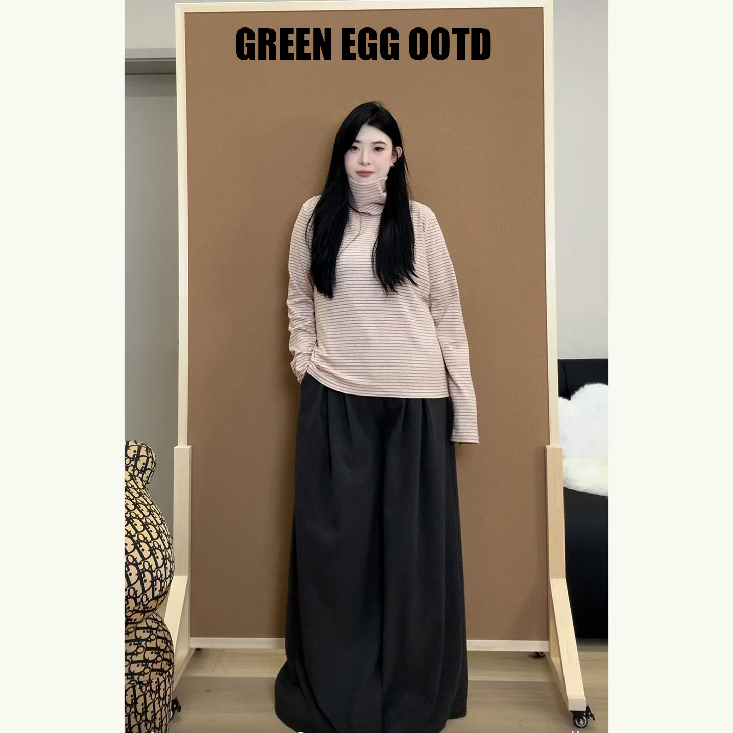 ◆重塑比例！收胯神裤◆W1410韩版呢子裤 秋冬款洋阔腿裤高腰女裤