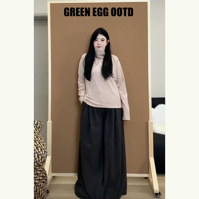 ◆重塑比例！收胯神裤◆W1410韩版呢子裤 秋冬款洋阔腿裤高腰女裤