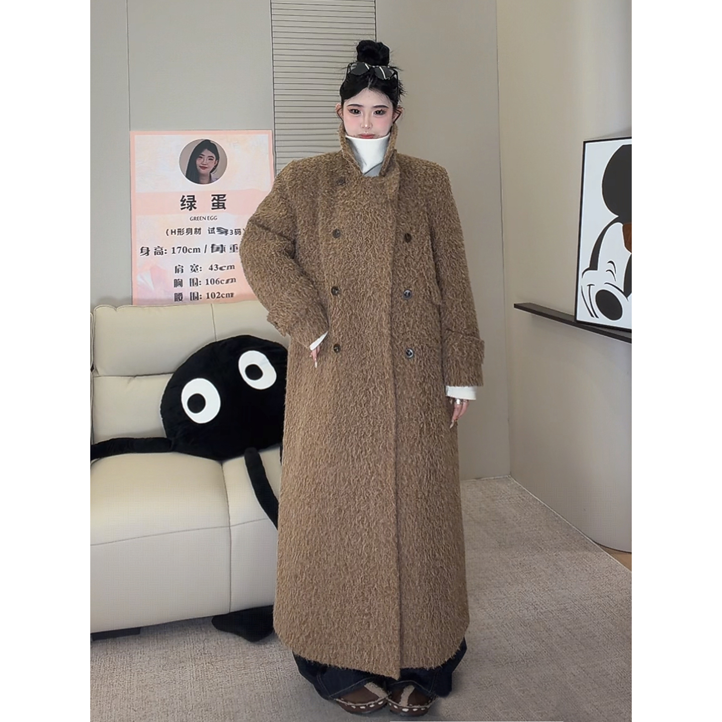 ◆超模大衣2.0◆冬新品设计感大衣韩系夹棉保暖长款大码外套A0129