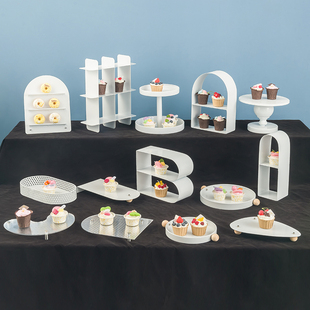婚庆甜品台摆件展示架简约蛋糕托盘甜品摆台冷餐茶歇下午茶点心架