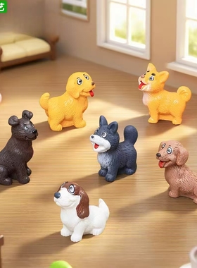 微景观写实可爱金毛柯基小狗摆件