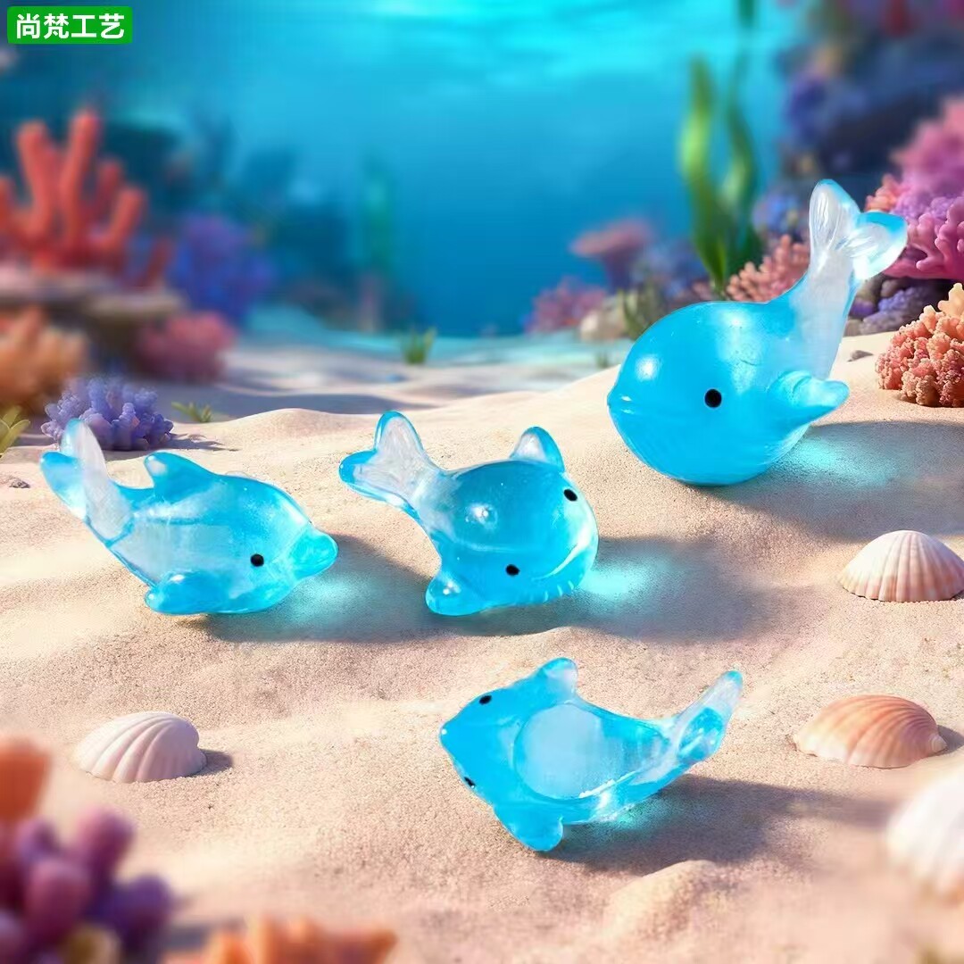 微景观创意海豚鲸鱼萌粒公仔摆件