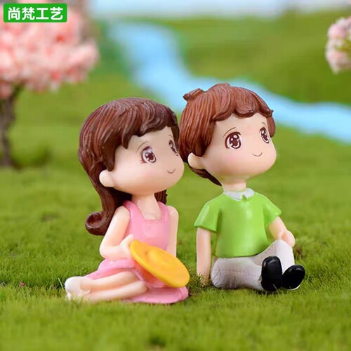 微景观仰望情侣造景装饰摆件配件