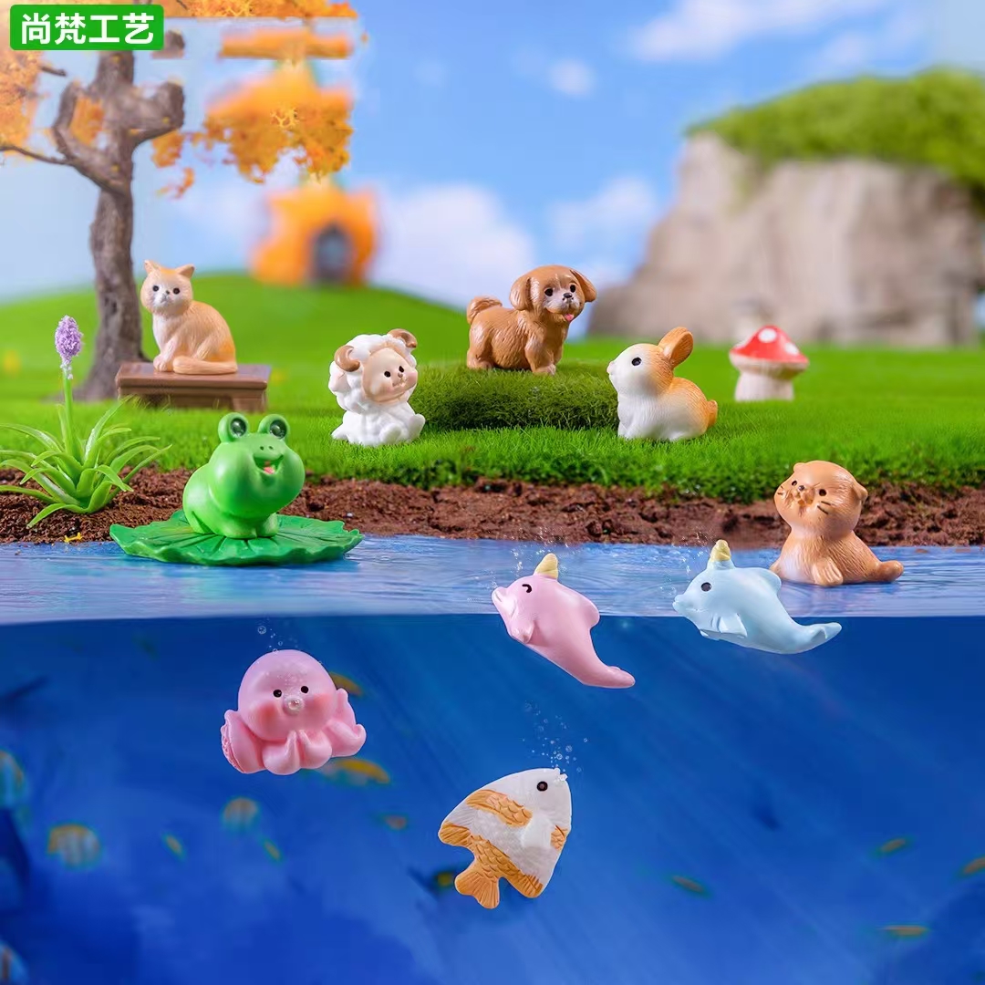 微景观创意卡通动物公仔造景摆件