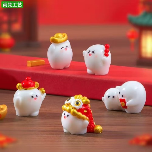 微景观新年团团圆圆招财桌面摆件