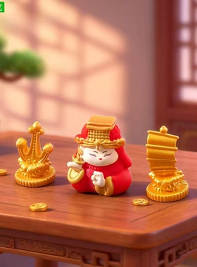 可爱妈祖洒金玉帆平安纳福小摆件