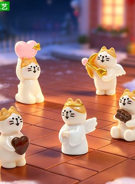 可爱丘比特小猫桌面微景观小摆件