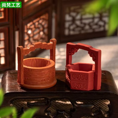 微景观创意古风食盒篮子模型摆件