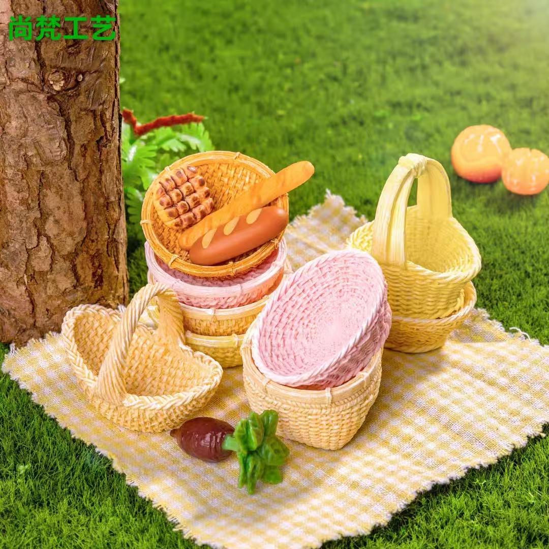 微缩农具迷你小藤竹编篮子竹筐