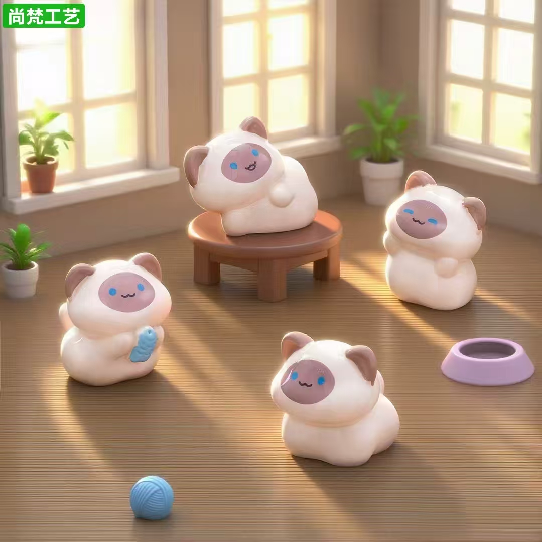 可爱跳舞暹罗小猫公仔萌粒摆件