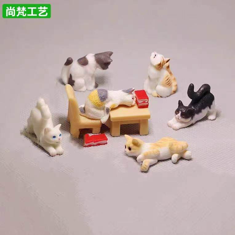 创意微景观卡通可爱仿真小猫咪动物公仔手办装饰品配件桌面小摆件