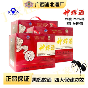 广西钦州特产浦北神蜉酒大黑蚂蚁酒28度酒保健酒3箱杯装送礼年货