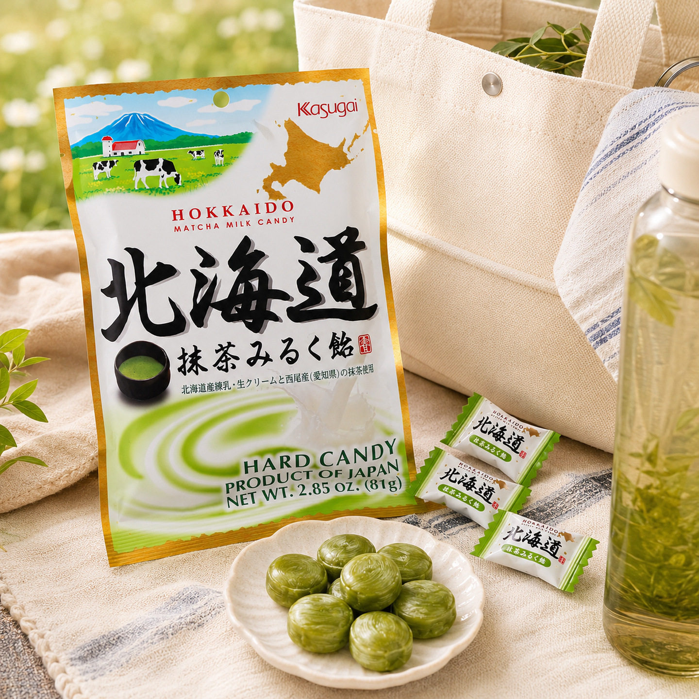 日本进口kasuqai春日井北海道抹茶牛奶糖果硬糖高颜值独立小包装
