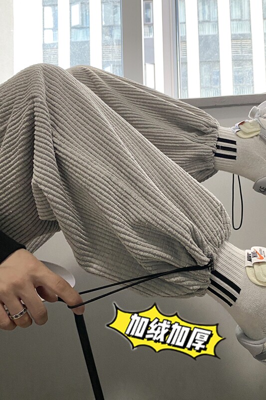 秋季百搭加绒灯芯绒玉米粒抽绳休闲九分裤TY040J,男装休闲裤,星座512A（原616）