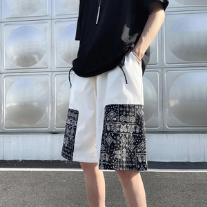 夏季宽松百搭沙滩裤五分裤腰果花休闲短裤 TY128 P30 控39图片