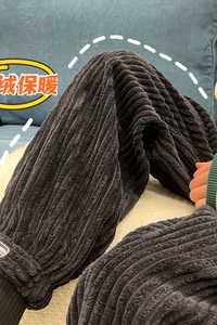 冬季新款粗条灯芯绒魔术贴加绒加厚宽松休闲裤 TY251 P65控78图片