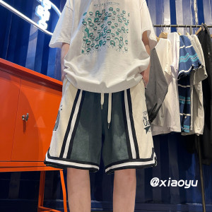 XZ616 夏季新款自制刺绣拼接五分裤休闲运动短裤 TY322 P45控55图片